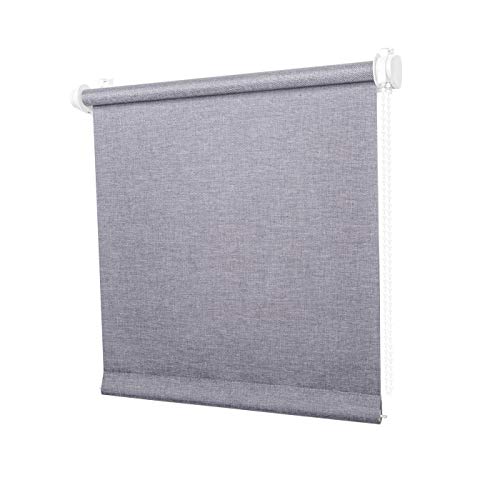 Ventanara® Rollo ohne Bohren tageslicht Seitenzugrollo Klemmfix Fensterrollo Struktur Graublau 90 x 210 cm von Ventanara