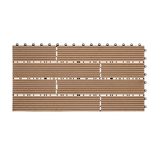 Ventanara® WPC Terrassenfliesen 1 Stück Bodenfliesen Terrassenbelag Klickfliese (30 x 60 cm Versetzt, Natur) von Ventanara