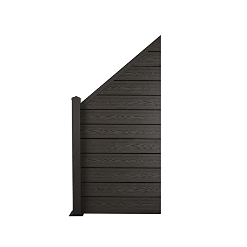 Ventanara® WPC Zaun Sichtschutzzaun Steckzaun Gartensichtschutz Komplettset 188x190 inkl Aluminiumpfosten anthrazit (anthrazit, 1x Schrägelement Links + 1x Pfosten inkl. Aufschr) von Ventanara