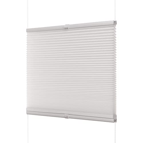 Ventanara® Waben Plissee ohne Bohren Weiß tageslicht Klemmfix Plisseerollo Faltrollo verspannt inklusive Premium Klemmträger 90 x 130 cm von Ventanara