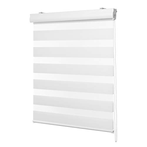 Ventanara® Doppelrollo Weiss mit Kassette Weiss Matt Duorollo Rollo Rolljalousie viele Größen (100 x 220 cm, Weiss/Kassette Weiss Matt) von Ventanara