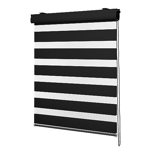 Ventanara Doppelrollo mit Kassette Aluminium Duorollo Rollo Rolljalousie viele Größen (100 x 220 cm, Schwarz/Kassette Schwarz Matt) von Ventanara