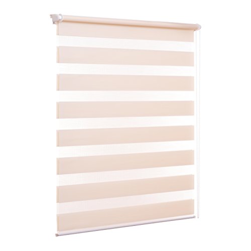 Ventanara® Doppelrollo ohne Bohren Klemmfix Creme Fenster Duo Rollo verspannt inklusive Klemmträger 100 x 150 cm von Ventanara