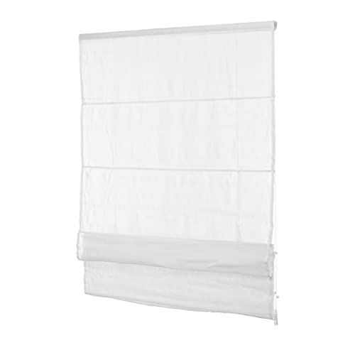Ventanara® Fenster Raffrollo tageslicht Raffgardine Faltvorhang Montage ohne Bohren inklusive Klemmträger (70 x 130 cm, Weiss Blickdicht) von Ventanara