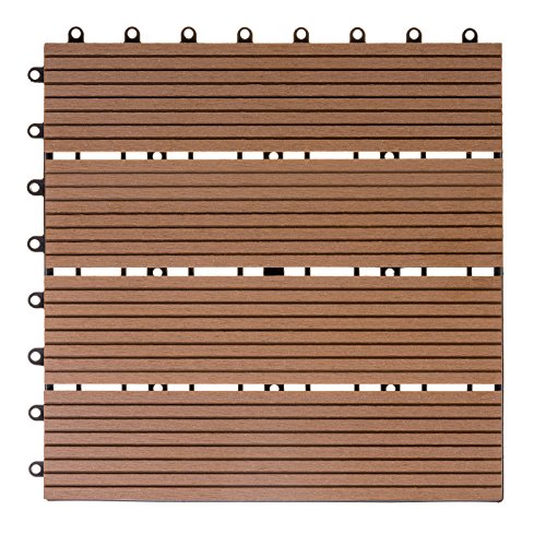 Ventanara® WPC Holz Kunststoff Fliesen Terrassenfliesen Klickfliesen Balkonfliesen 1 Stück (30 x 30 cm Standard, Braun) von Ventanara