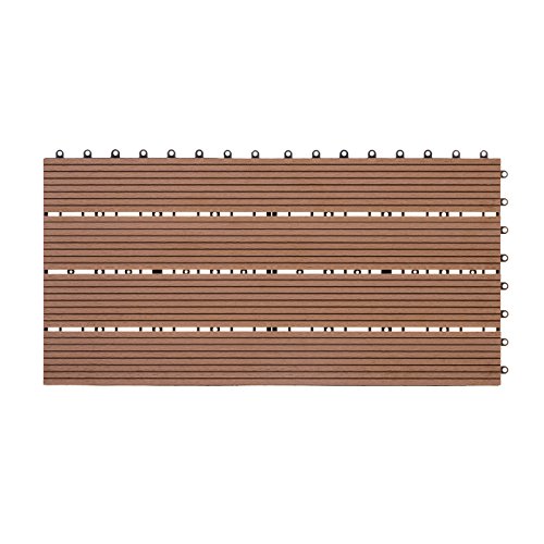Ventanara® WPC Holz Kunststoff Fliesen Terrassenfliesen Klickfliesen Balkonfliesen 1 Stück (30 x 60 cm Standard, Braun) von Ventanara