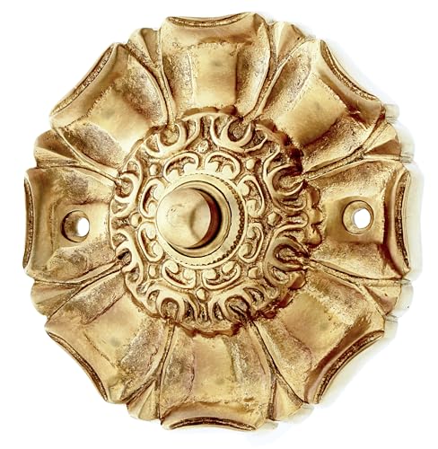 Ventano antike Türklingel Klingelplatte Klingelblech Messing patiniert gold historisch | Jugendstil handgemacht nach histosischen Vorlagen von Ventano