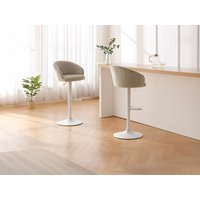 2‑er Set Barhocker - Textilstoff & Metall - Höhe verstellbar - Creme - DORALIZ 2‑er Set Barhocker - Textilstoff & Metall - Höhe verstellbar - Creme - DORALIZ von Vente-unique
