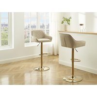 2er Set Barhocker - Samt & Metall in Gold - Höhenverstellbar - Beige - TAVOA von Vente-unique