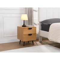 2er-Set Nachttische - 2 Schubladen - Eichenfurnier - Holzfarben & Schwarz - SINOLO von Vente-unique