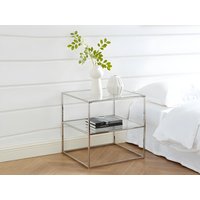 2er-Set Nachttische mit 1 Ablage - Glas & Stahl - Silberfarben - KOHANA von Vente-unique