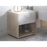 2er-Set Nachttische mit 1 Schublade & 1 Ablage - Holzfarben & Weiß - SONIA von Vente-unique