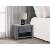 2er-Set Nachttische mit 1 Schublade & 1 Ablage - Samt - Anthrazitgrau - ULAMI von Vente-unique