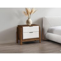 2er-Set Nachttische mit 2 Schubladen - MDF & Bouclé-Stoff - Holzfarben & Weiß - GAMURA von Vente-unique