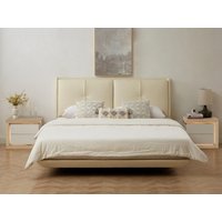 2er-Set Nachttische mit 2 Schubladen & LED-Beleuchtung - Weiß lackiert und Holzfarben - FLARANCIA von Vente-unique