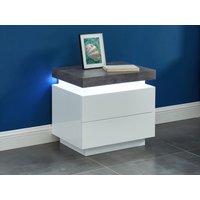 2er-Set Nachttische mit 2 Schubladen & LEDs - MDF lackiert - Weiß & Beton-Optik - HALO II 2er-Set Nachttische mit 2 Schubladen & LEDs - MDF lackiert - Weiß & Beton-Optik - HALO II von Vente-unique