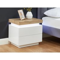2er-Set Nachttische mit 2 Schubladen & LEDs - MDF lackiert - Weiß & Eichefarben - HALO II 2er-Set Nachttische mit 2 Schubladen & LEDs - MDF lackiert - Weiß & Eichefarben - HALO II von Vente-unique