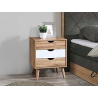 2er-Set Nachttische mit 3 Schubladen - Holzfarben & Weiß - LURVIA von Vente-unique