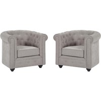2er-Set Sessel - Stoff - Grau - CHESTERFIELD von Vente-unique
