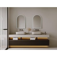 2er-Set bogenförmige Badezimmerspiegel - beschlagfrei - mit LED-Beleuchtung - 50 x 80 cm - ARCADI von Vente-unique