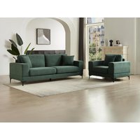 3-Sitzer-Sofa & Sessel - Strukturstoff - Grün - JAMOLO von Vente-unique