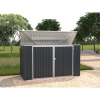 3er Mülltonnenbox aus verzinktem Stahl - Anthrazitgrau - 237 x 101 x 131 cm - ILARIO von Vente-unique