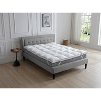 Anti-Milben-Matratzenauflage für 2 Personen - 180 x 200 cm - Satinbezug 120 Fäden/cm2 - Füllung 1000 gr/m2 - Weiß mit blauer Ziernaht - PRESTIGIA von Palacio von Vente-unique