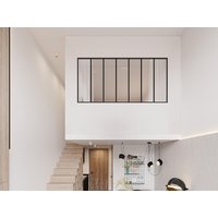 Atelier-Glaswand - 210 x 105 cm - thermolackiertes Aluminium & mattiertes Glas - Schwarz - BAYVIEW Atelier-Glaswand - 210 x 105 cm - thermolackiertes Aluminium & mattiertes Glas - Schwarz - BAYVIEW von Vente-unique