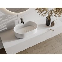 Aufsatzwaschbecken oval - Keramik - Weiß - 56 x 35,5 cm - IWA II von Vente-unique