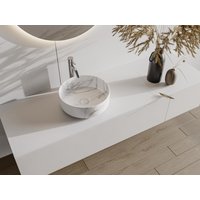 Aufsatzwaschbecken rund - Weiß - Marmor-Optik - Keramik - 36 cm - VIAMARBA von Vente-unique