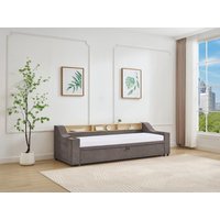 Ausziehbett - 2 x 80 x 200 cm - mit Stauraum & USB-Anschluss - Stoff - Taupe - ORAVAYA Ausziehbett - 2 x 80 x 200 cm - mit Stauraum & USB-Anschluss - Stoff - Taupe - ORAVAYA von Vente-unique