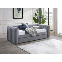 Ausziehbett - 90 x 190 cm - Stoff - Grau - SAHONA von Vente-unique