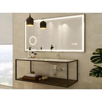 Badezimmerspiegel rechteckig mit Digitaluhr beleuchtet - 120 x 60 cm - AITANA von Vente-unique