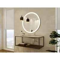 Badezimmerspiegel rund mit LED-Beleuchtung - D 80 cm - Schwarz - NUMEA von Vente-unique