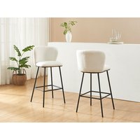 Barhocker 2er-Set - Bouclé-Stoff & Metall - Weiß - SENORASE von Vente-unique