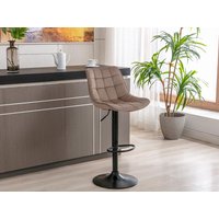 Barhocker 2er-Set - Samt & Metall - Beige - LIMA II von Vente-unique