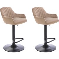 Barhocker 2er-Set - Samt & schwarzes Metall - Höhenverstellbar - Beige - ELEANA von Vente-unique