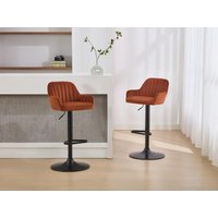 Barhocker 2er-Set - Samt & schwarzes Metall - Höhenverstellbar - Terracotta - ELEANA Barhocker 2er-Set - Samt & schwarzes Metall - Höhenverstellbar - Terracotta - ELEANA von Vente-unique