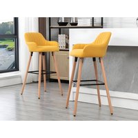 Barhocker 2er-Set - Stoff & Buche - Gelb - ELEANA Barhocker 2er-Set - Stoff & Buche - Gelb - ELEANA von Vente-unique