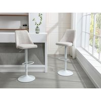 Barhocker 2er-Set - Stoff & Metall - Weiß - KIYOLA von Vente-unique