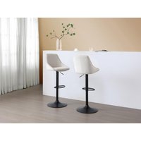 Barhocker 2er-Set höhenverstellbar - Cord & schwarzes Metall - Cremefarben - MASURIE von Vente-unique