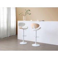 Barhocker 2er-Set höhenverstellbar - Kunstleder & Metall - Holzfarben hell & Weiß - MONTENEGRO von Vente-unique