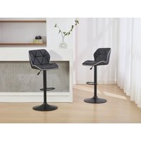 Barhocker 2er-Set höhenverstellbar - Kunstleder & Stahl - Schwarz - CALVIN von Vente-unique