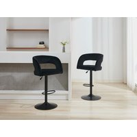 Barhocker 2er-Set höhenverstellbar - Samt & Metall - Schwarz - LAJUNIA von Vente-unique