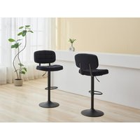 Barhocker 2er-Set höhenverstellbar - Samt & Metall - Schwarz - LINARA von Vente-unique