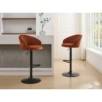 Barhocker 2er-Set höhenverstellbar - Samt & schwarzes Metall - Terracotta - DORALIZ Barhocker 2er-Set höhenverstellbar - Samt & schwarzes Metall - Terracotta - DORALIZ von Vente-unique