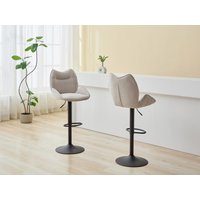 Barhocker 2er-Set höhenverstellbar - Stoff & schwarzes Metall - Beige - LILAYA von Vente-unique