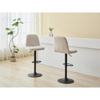 Barhocker 2er-Set höhenverstellbar - Strukturstoff & schwarzes Metall - Cremefarben - LASANDRIA von Vente-unique