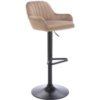 Barhocker - Samt & schwarzes Metall - Höhenverstellbar - Beige - ELEANA von Vente-unique