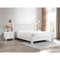 Bett + Matratze - 180 x 200 cm - Bouclé-Stoff - Weiß - CONOMO von Vente-unique
